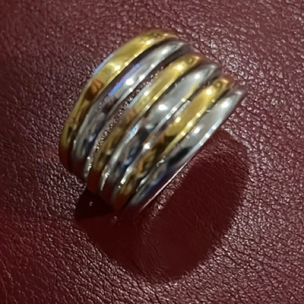 LIA SOPHIA ECHO COCKTAIL RING GOLD AND SILVER TONE SIZE 7
